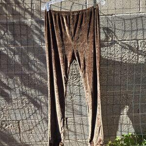 April Cornell Brown Crushed Velvet Leggings